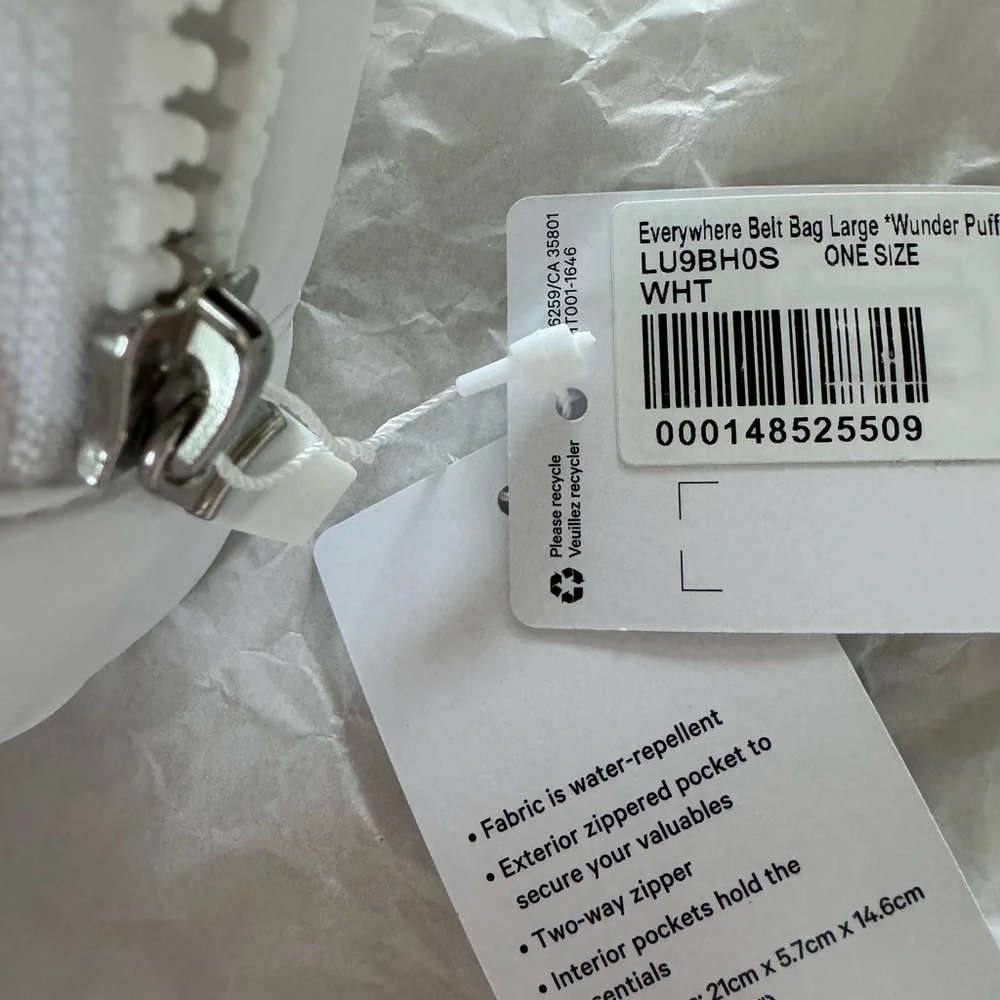 Unisex 💨 Lululemon Everywhere Belt Bag 💨2L Large 💨Wunder Puff💨 White💨 - Picture 11 of 14